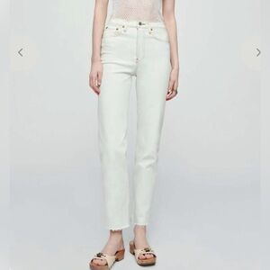 RE/DONE 70s Stove Pipe High Rise Straight Leg Jeans Bleach Like Size 29 Crop